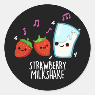Aardbeien Melk Shake Funny Food Pun Dark BG Ronde Sticker