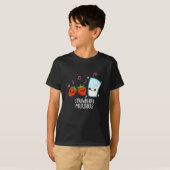 Aardbeien Melk Shake Funny Food Pun Dark BG T-shirt (Voorkant volledig)
