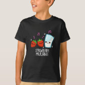 Aardbeien Melk Shake Funny Food Pun Dark BG T-shirt (Voorkant)