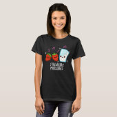 Aardbeien Melk Shake Funny Food Pun Dark BG T-shirt (Voorkant volledig)