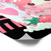 Aardbeien Melkmelk Koe Verpakking Kawaii J Poster (Hoek)