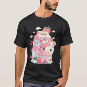Aardbeien Melkmelk Koe Verpakking Kawaii J T-shirt