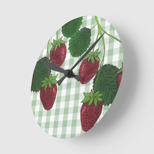 Aardbeien met acrylwand ronde klok (Hoek)