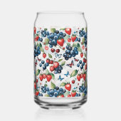 Aardbeien Met Bosbessen En Vlinders Blikvorm Glas (Voorkant)