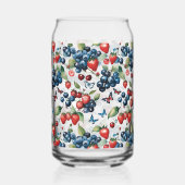 Aardbeien Met Bosbessen En Vlinders Blikvorm Glas (Achterkant)