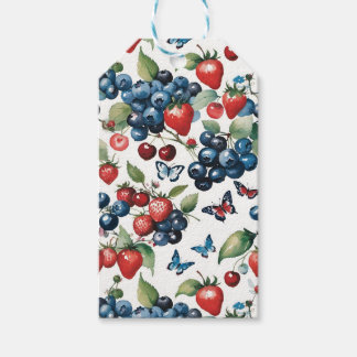 Aardbeien Met Bosbessen En Vlinders Cadeaulabel