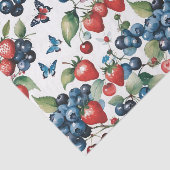 Aardbeien Met Bosbessen En Vlinders Tissuepapier (Detail)
