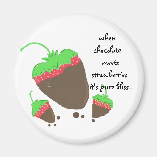 Aardbeien met chocolade magneet (Voorkant)