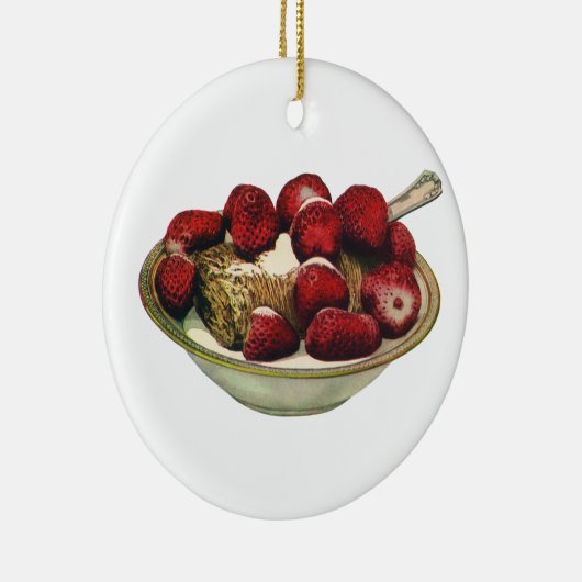  aardbeien met een gezond ontbijtontbijt keramisch ornament (Rechts)