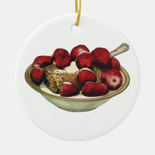  aardbeien met een gezond ontbijtontbijt keramisch ornament (Voorkant)