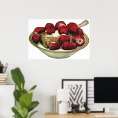 aardbeien met een gezond ontbijtontbijt poster (Thuiskantoor)