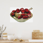 aardbeien met een gezond ontbijtontbijt poster (Keuken)