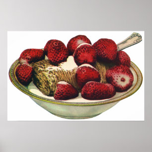 aardbeien met een gezond ontbijtontbijt poster