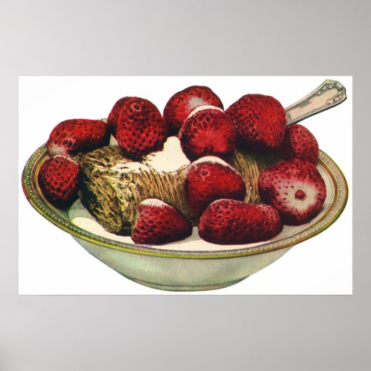 aardbeien met een gezond ontbijtontbijt poster (Voorkant)