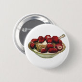 aardbeien met een gezond ontbijtontbijt ronde button 5,7 cm (Voorkant /achterkant)