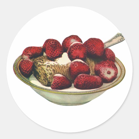 aardbeien met een gezond ontbijtontbijt ronde sticker (Voorkant)