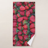 Aardbeien met groene bladeren badhanddoek (Badhanddoek)