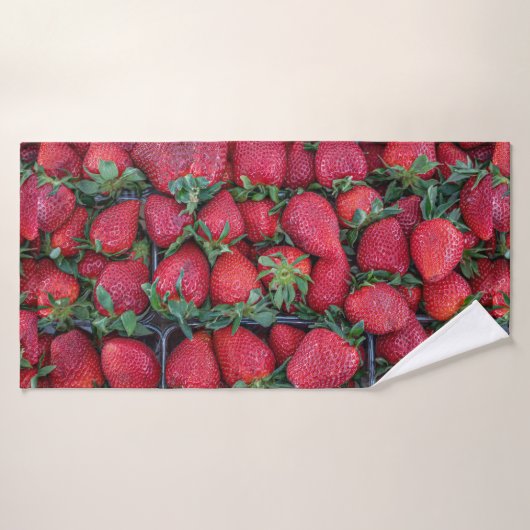 Aardbeien met groene bladeren badhanddoek (Badhanddoek)