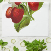 Aardbeien met groene bladeren, keukenhanddoeken en (Gevouwen)