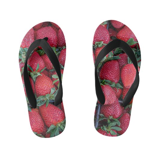Aardbeien met groene bladeren kinder teenslippers (Voetbed)
