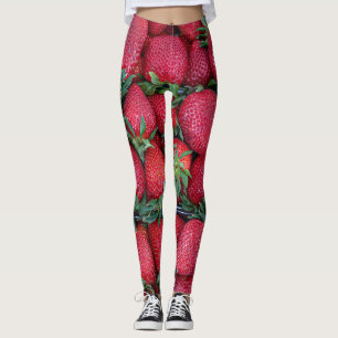 Aardbeien met groene bladeren leggings