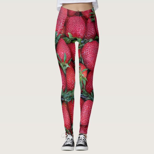 Aardbeien met groene bladeren leggings (Voorkant)