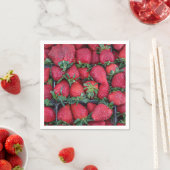 Aardbeien met groene bladeren servet (Insitu)