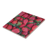 Aardbeien met groene bladeren tegeltje (Zijkant)