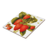  aardbeien met groene bladeren tegeltje (Zijkant)