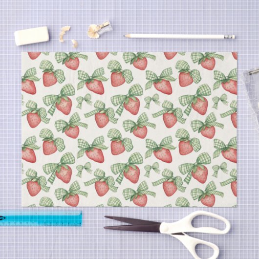 Aardbeien met groene strik verjaardag tissuepapier (Craft)