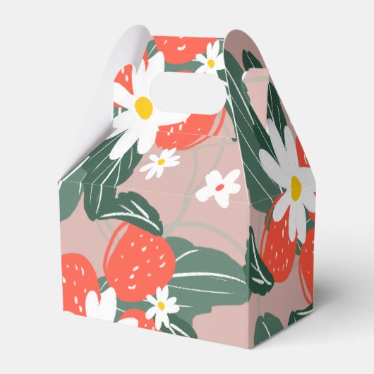 Aardbeien met hand getrokken botanische zeedagen bedankdoosjes (Achterkant)