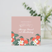 Aardbeien met hand getrokken botanische zeedagen bedankkaart (Staand voorkant)