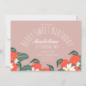 Aardbeien met hand getrokken botanische zeedagen kaart (Voorkant)