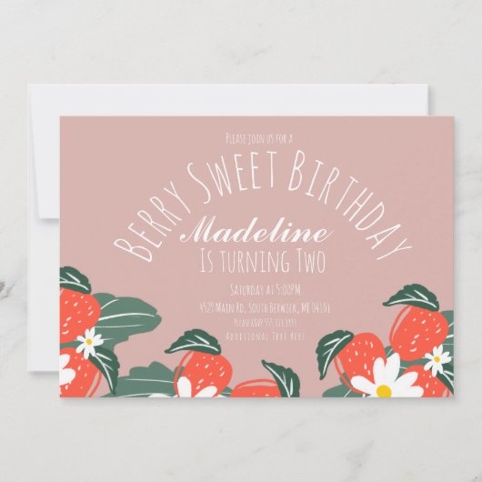 Aardbeien met hand getrokken botanische zeedagen kaart (Voorkant)