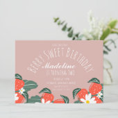 Aardbeien met hand getrokken botanische zeedagen kaart (Staand voorkant)