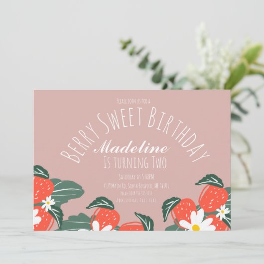 Aardbeien met hand getrokken botanische zeedagen kaart (Staand voorkant)