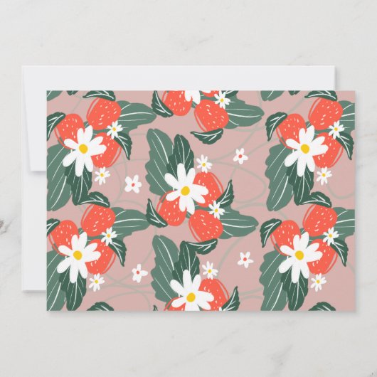 Aardbeien met hand getrokken botanische zeedagen kaart (Achterkant)