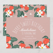 Aardbeien met hand getrokken botanische zeedagen kaart (Voorkant / Achterkant)