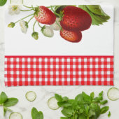 Aardbeien met Rode Gingham Keukenhanddoek (Gevouwen)