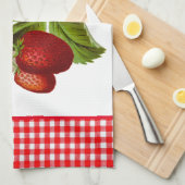 Aardbeien met Rode Gingham Keukenhanddoek (Quarter Fold)