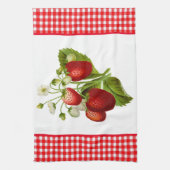 Aardbeien met Rode Gingham Keukenhanddoek (Verticaal)