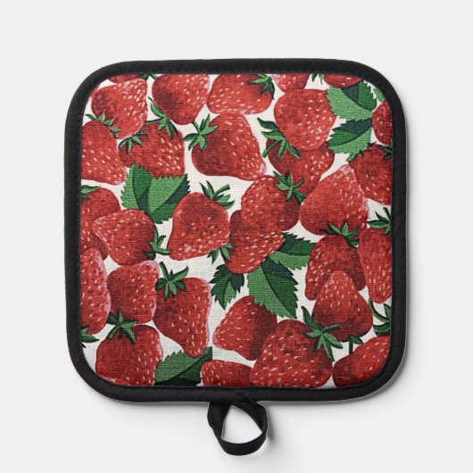 Aardbeien met room pannenlap (Voorkant)