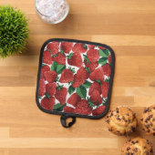 Aardbeien met room pannenlap (Top down)
