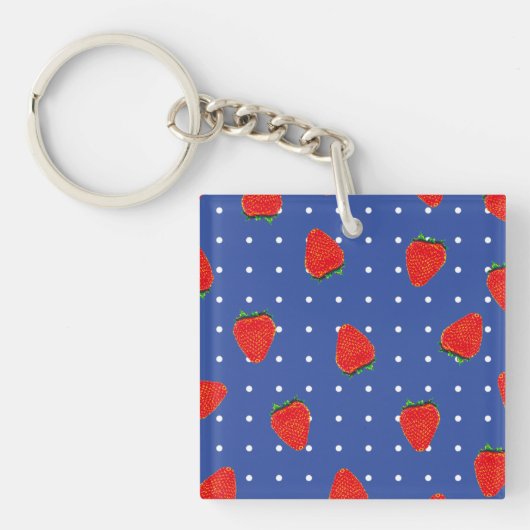 aardbeien met stip sleutelhanger (voorkant)