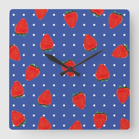 aardbeien met stip vierkante klok (Voorkant)