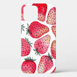 Aardbeien met waterverf en inkt naadloos Case-Mate iPhone case