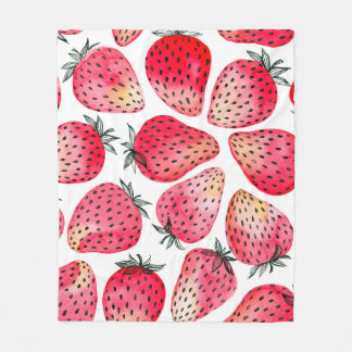Aardbeien met waterverf en inkt naadloos fleece deken