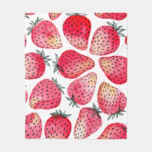 Aardbeien met waterverf en inkt naadloos fleece deken (Voorkant)