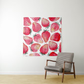 Aardbeien met waterverf en inkt naadloos wandkleed (In Situ (horizontaal))