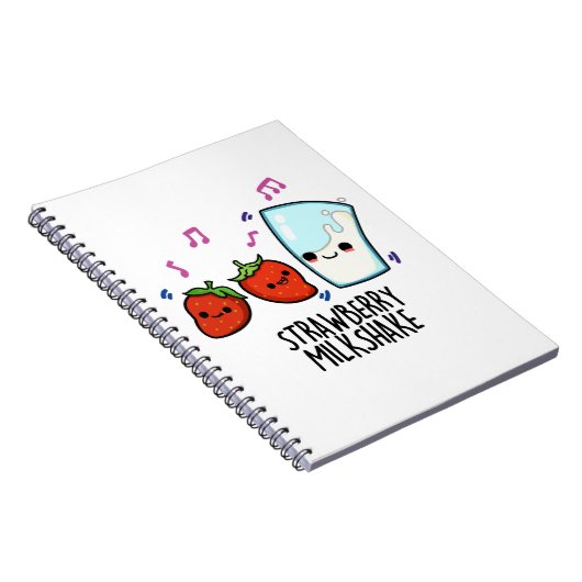 Aardbeien Milk Shake Grappige Voedsel Punt  Notitieboek (Rechterzijde)